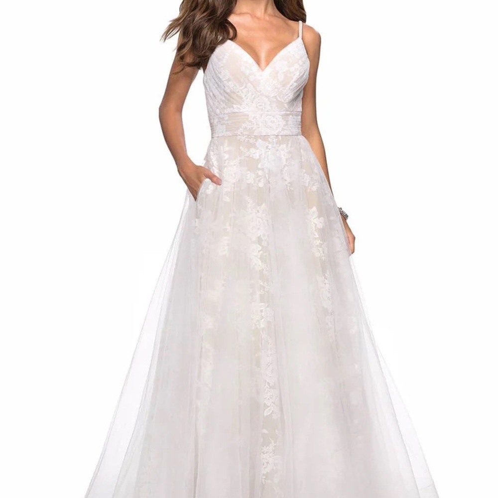 La Femme 27263  Elegant Cream Dress